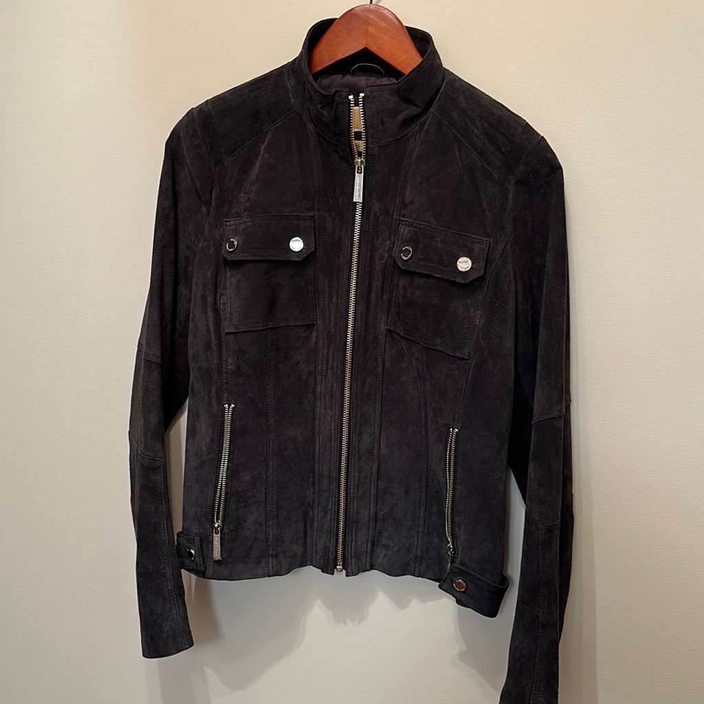 Navy Michael Kors, Suede Jacket, Size Medium